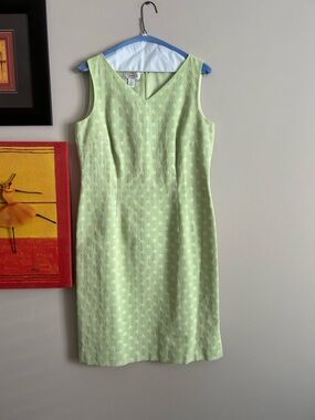 Talbots Light Green Floral Sleeveless Sheath Dress